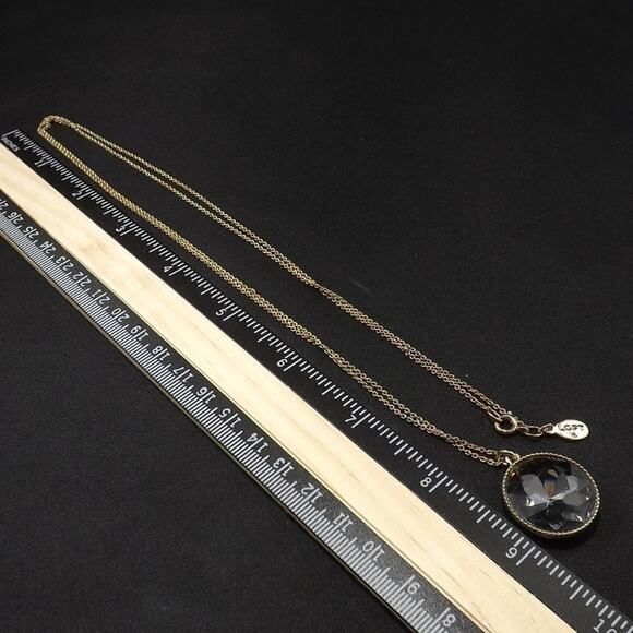 Loft Gray Crystal Pendant Long Silver Necklace, Woman's 34" Gold Tone Necklace - Picture 6 of 8